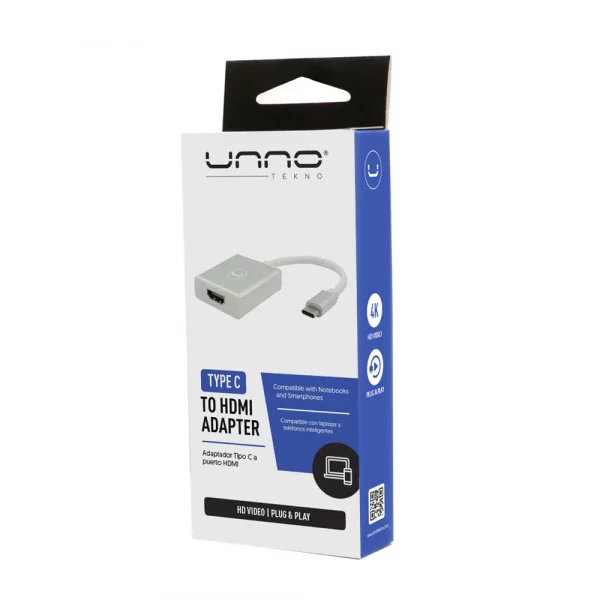 Unno Tekno AD3001SV Type C to HDMI Adapter | 4K HDMI Video Port, Plug & Play