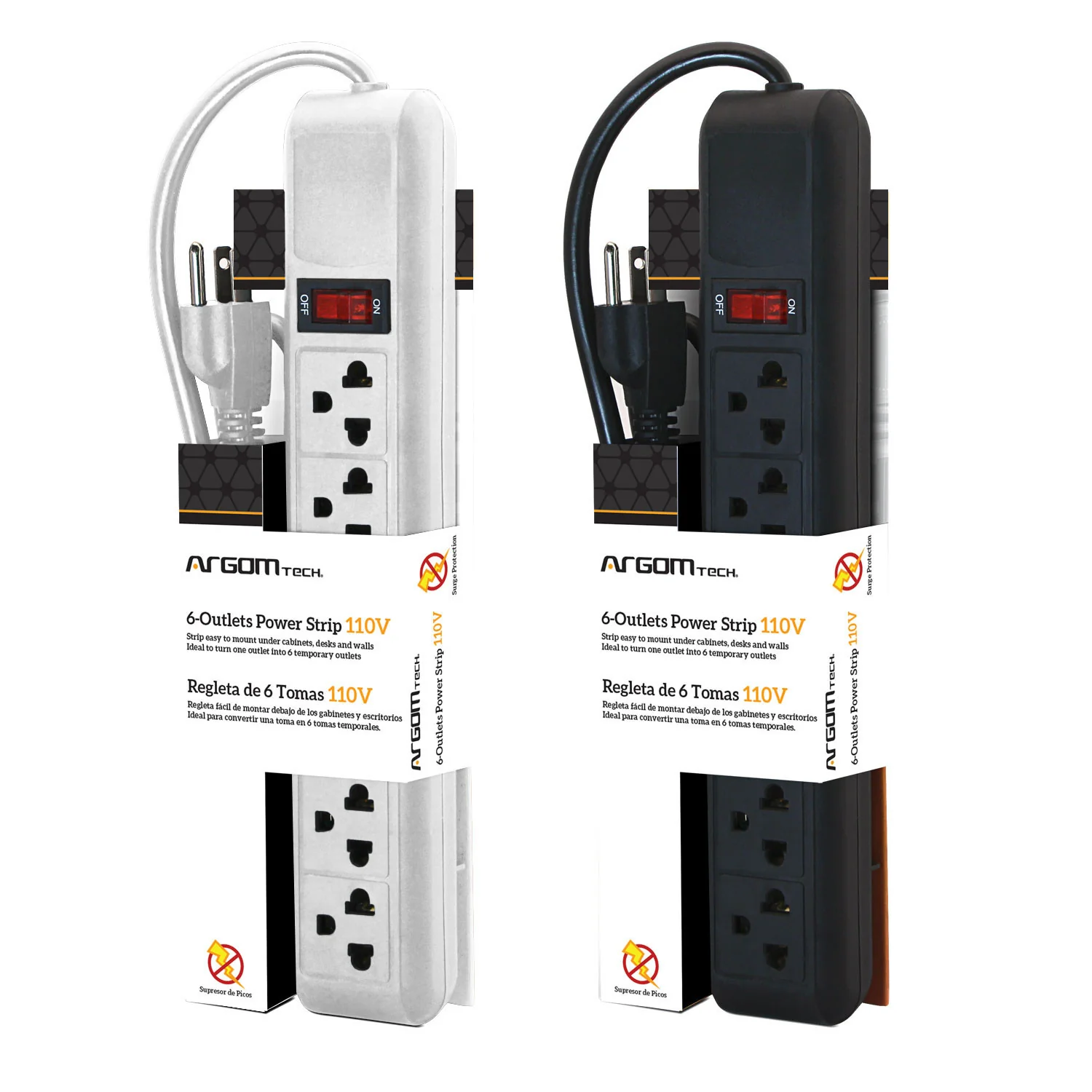 ArgomTech ARG-AC-0252 6-Outlets Power Strip | 110-220V, 3ft Cord - Image 2