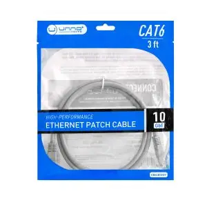 Unno Tekno CB4303GY CAT6 Ethernet Patch Cable - 3ft, 10Gbe, RJ45 Connectors