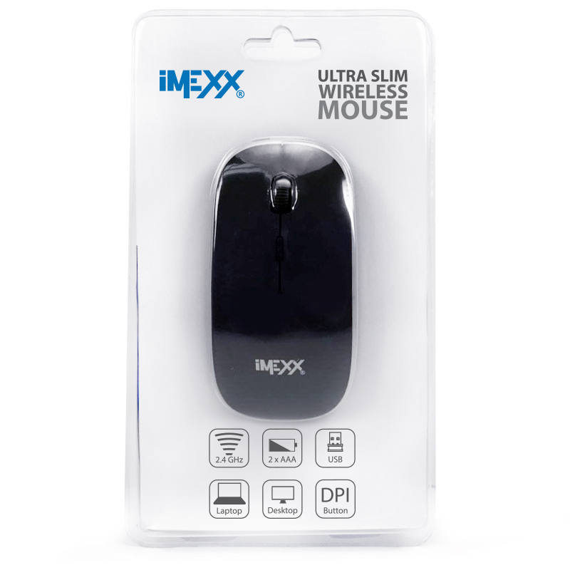 iMexx Ultra Slim Wireless Mouse | 2.4GHz, 1200 DPI, Nano Receiver Included, Plug & Play
