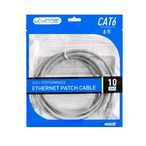 Unno Tekno CB4306GY CAT6 Ethernet Patch Cable - 6ft, 10Gbe, RJ45 Connectors