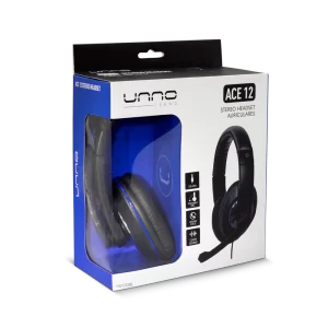 Unno Tekno HS7212BL ACE 12 Wired Stereo Headset with Microphone | USB, Foldable Mic, Online Calls, Clear Sound, 6ft Cable