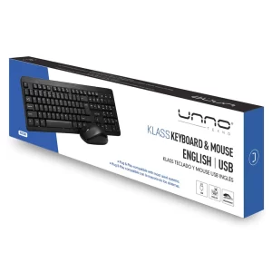 Unno Tekno Klass KB6726BK Wired Keyboard & Mouse Combo | English Layout, USB, 1000 DPI