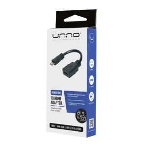 Unno Tekno Mini HDMI to HDMI Adapter | AD3005BK, Ultra HD Resolution, Plug & Play Set Up