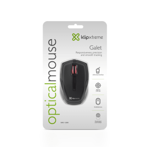 KlipXtreme KMO-120BK Galet Optical Wired Mouse | USB, Plug & Play, 1600 DPI, Black