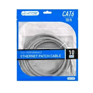 Unno Tekno CB4310GY CAT6 Ethernet Patch Cable - 10ft, 10Gbe, RJ45 Connectors