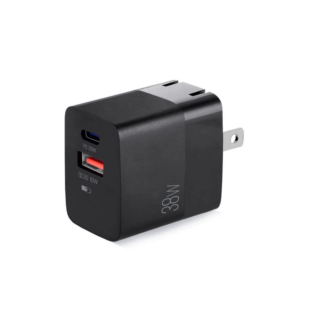 ArgomTech ARG-AC-0122BK Volta P4 Dual 38W Fast Wall Charger | 1 Type-C, 1 USB-A Port, Compact & Foldable
