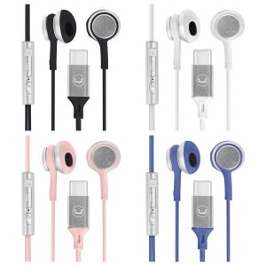 Unno Tekno HS7005BK Ultra Type C Wired Earbuds | 4ft, Hifi Sound, In-line controls, Built in microphone, Comfortable fit