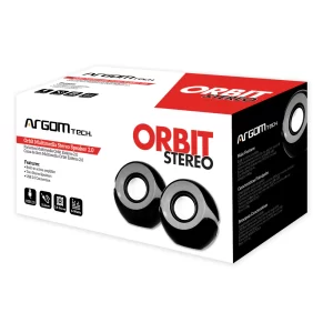 ArgomTech ARG-SP-1024BK Orbit Multimedia Stereo Speakers 2.0 | USB & Audio Jack Powered, Built in active Amplifier, 3.5mm