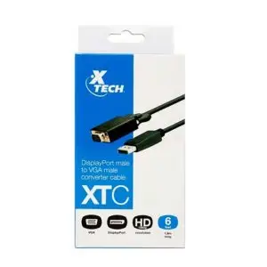 XTech XTC-342 Display Port (M) to VGA (M) Converter Cable | 6ft, 1080p HD, 32 AWG