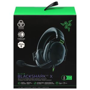 Razer BlackShark V2 X Multi-Platform Wired E-Sports Headset | Discord Certified, 7.1 Surround Sound, Razer TriForce 50mm drivers, Razer Hyperclear Cardioid mic, Advanced passive noise cancellation, Lightweight design with memory foam ear cushions, Black