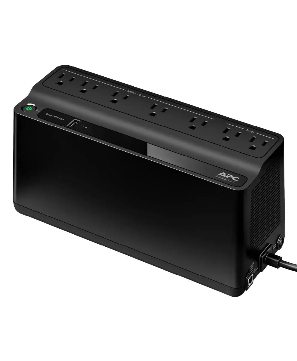APC BE600M1 Easy UPS Backup Battery | 600VA, 330 Watts, Quiet Mute, 120V, 1 USB Charging Port, 7 Outlets, Surge Protection, Easy to Use