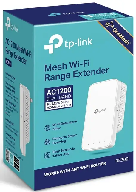TP Link AC1200 RE300 Dual Band Mesh Wifi Extender | 2.4Ghz & 5Ghz, Wifi Dead Zone Killer, Uninterrupted Streaming, Easy Setup