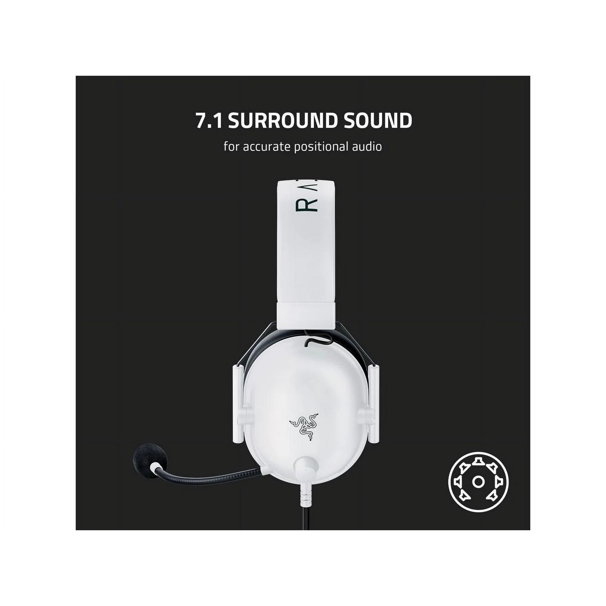 Razer BlackShark V2 X Multi-Platform Wired E-Sports Headset | Discord Certified, 7.1 Surround Sound, Razer TriForce 50mm drivers, Razer Hyperclear Cardioid mic, Advanced passive noise cancellation, Lightweight design with memory foam ear cushions, White - Image 6