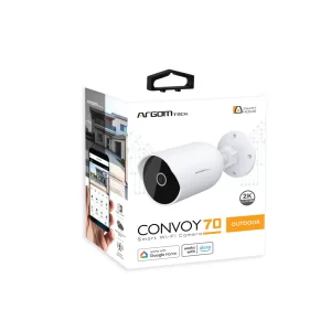 ArgomTech ARG-SV-8070WT Convoy 70 Outdoor Smart Wifi Camera | 2K Quad HD, Weatherproof IP65, Works with Google Home & Alexa, Easy Setup