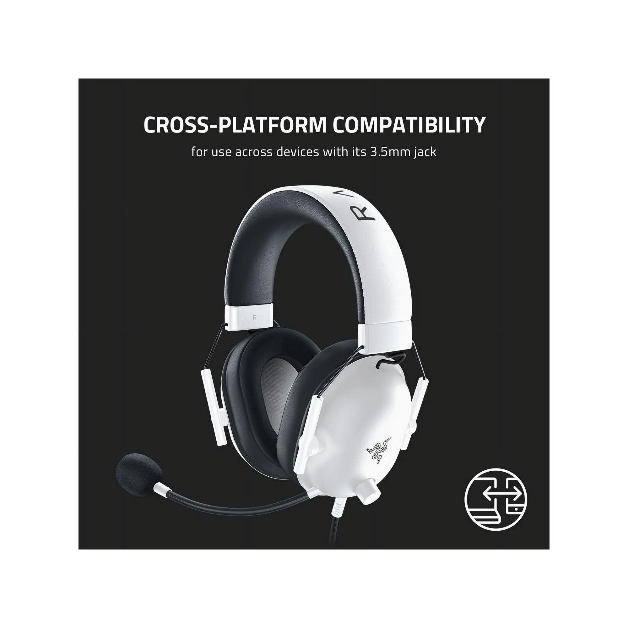 Razer BlackShark V2 X Multi-Platform Wired E-Sports Headset | Discord Certified, 7.1 Surround Sound, Razer TriForce 50mm drivers, Razer Hyperclear Cardioid mic, Advanced passive noise cancellation, Lightweight design with memory foam ear cushions, White - Image 7
