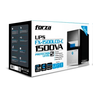 Forza FX-1500LCD 1500VA Smart UPS | 5 Protection Levels, 64 Minutes Back Up Time, 840Watts, 8 Outlets