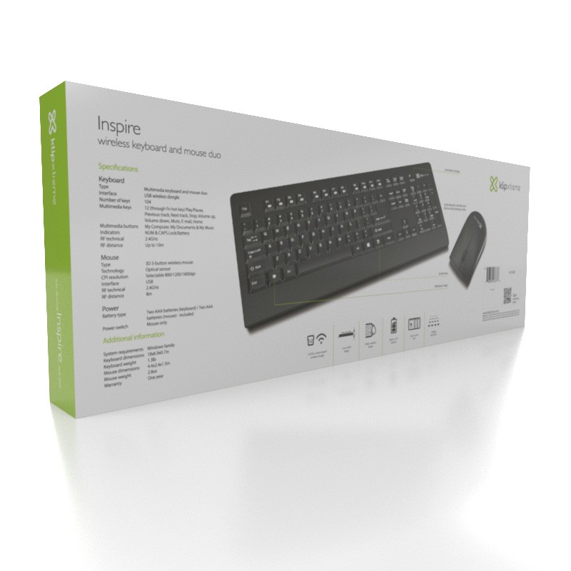 KlipXtreme KCK-265E Inspire Wireless Keyboard & Mouse Combo | 2.4Ghz Wireless, Ambidextrous, Ergonomic and Waterproof, Ultra Slim - Image 5