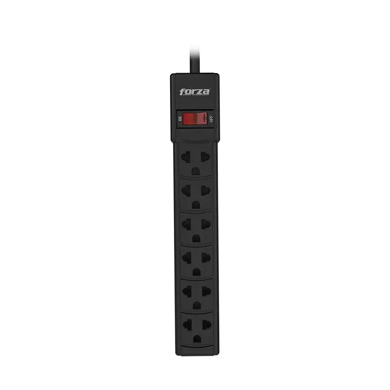 Forza PS-001B 6 Outlet Power Strip | 6 Perfect-fit sockets, 110V/220V, Level 1 Breaker, Built in circuit breaker, 3ft cable, Black - Image 5