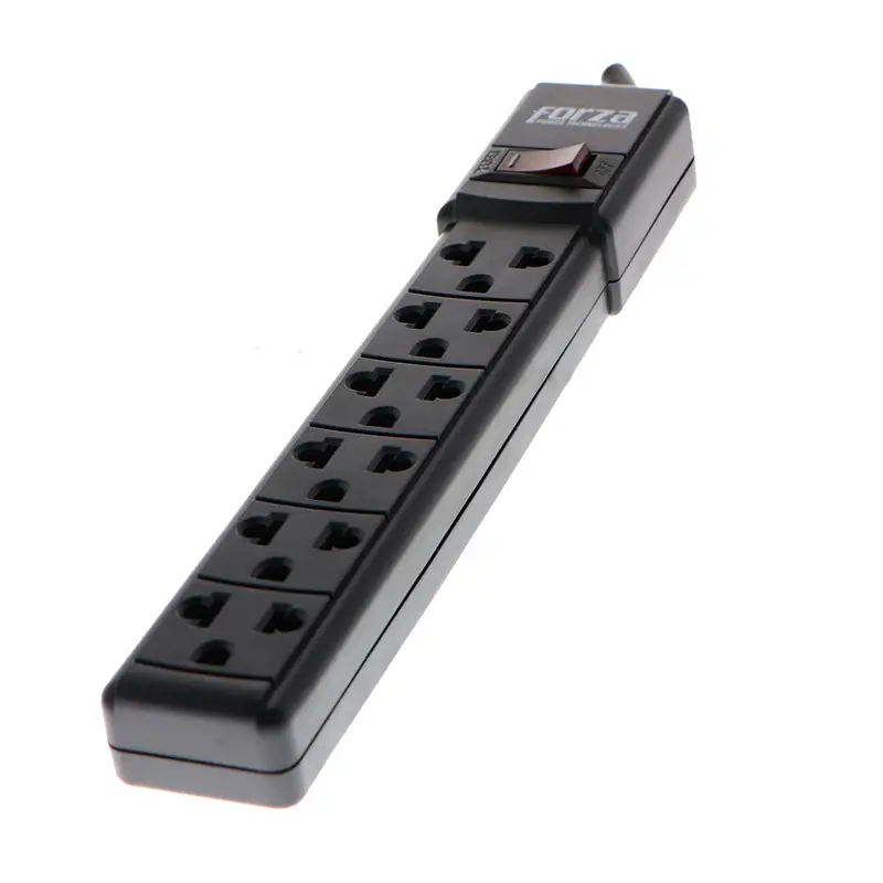 Forza PS-001B 6 Outlet Power Strip | 6 Perfect-fit sockets, 110V/220V, Level 1 Breaker, Built in circuit breaker, 3ft cable, Black - Image 2