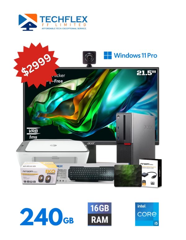 Lenovo ThinkCentre M900 Desktop Combo | Intel Core i5-6500 CPU, 16GB DDR4 RAM, 240GB SSD, Display Port, VGA, Windows 11 Pro