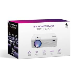 Core Innovations 150" LCD Home Theater Projector | 2 HDMI Inputs, Built in speakers, Up to 150" display, Gaming ready