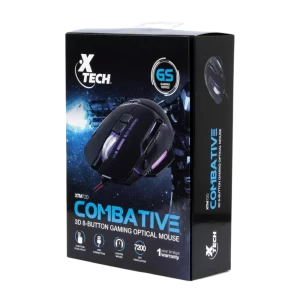 XTech XTM-720 Combative Wired Gaming Mouse | 3D 8 button optical mouse, 7200 DPI, Lighted mouse