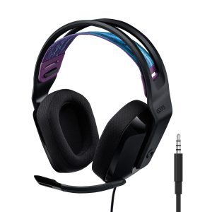 Logitech G335 Wired Gaming Headset | 3.5mm audio connection, Reversible soft adjustable straps, Soft memory earpads, Volume controls, Flip up to mute mic, Black