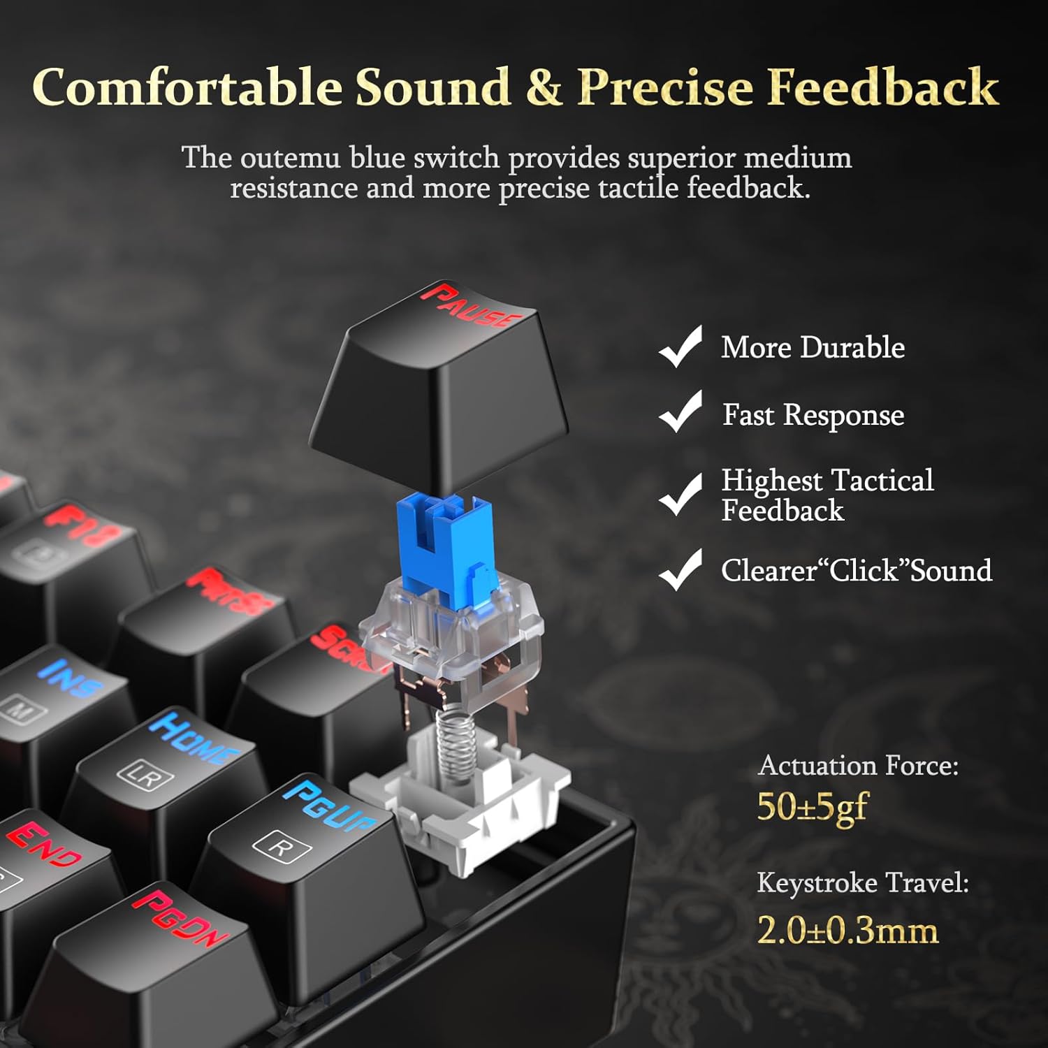 Redragon Kumara K552 Wired Mechanical Gaming Keyboard | High quality, LED backlit mechanical keyboard, Double injection keycaps, Full key conflict free Spill proof, W I N Keys can be disabled in gaming - Image 4