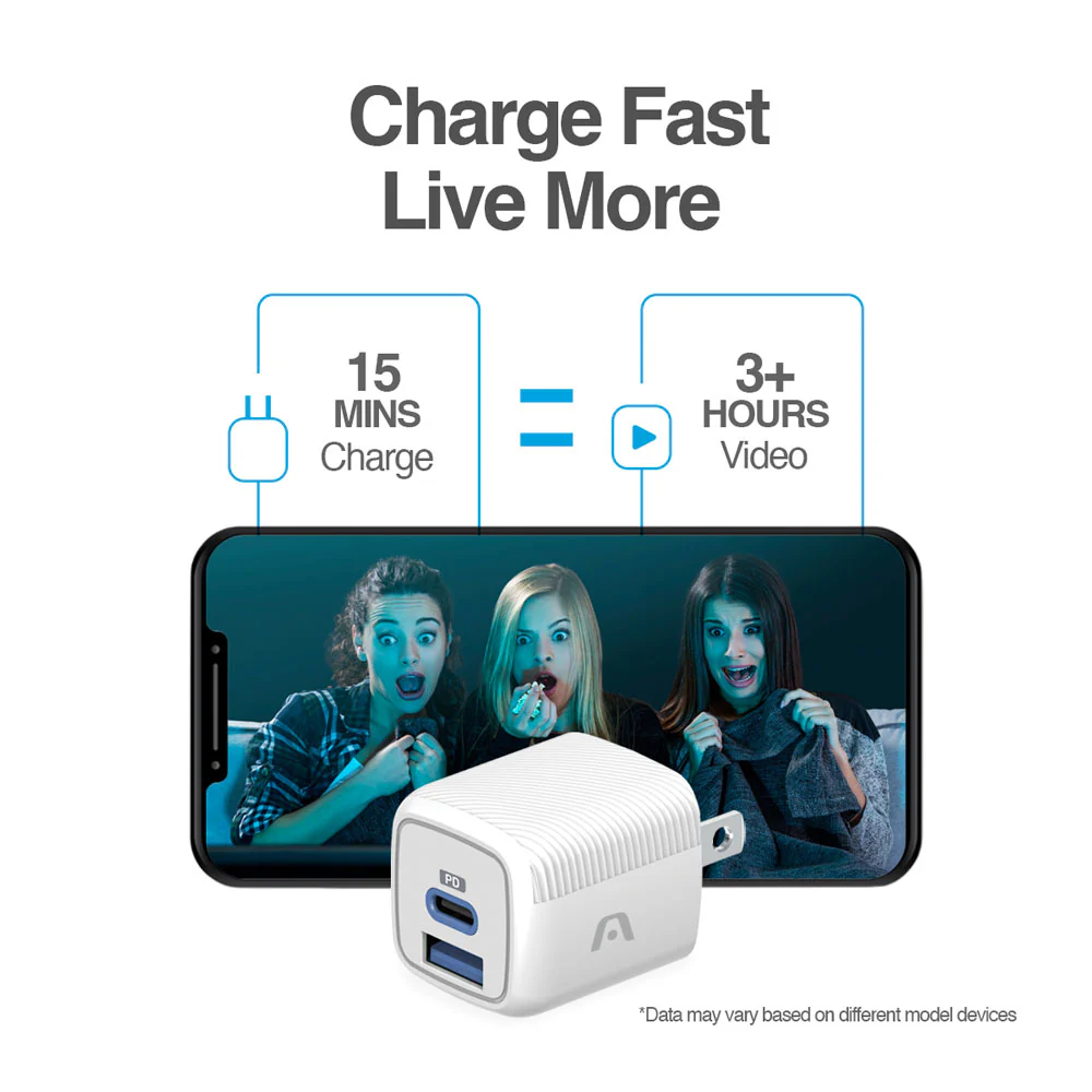 ArgomTech ARG-AC-0116WT Volta P38 38W Fast Charger | Dual Port Compact Design, PD 20W Port, QC 3.0 18W USB Port - Image 3