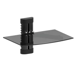 ArgomTech ARG-BR-8221 Tempered Glass 1 TV Wall Mount | Wall Mount Stand with 1 Shelf, Max 8KG