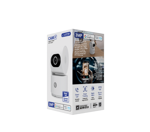 Unno Tekno CM1419WT CAM 9+ Smart Wifi Outdoor Camera | 3MP, Motion & Sound detection, Works with Google Home & Alexa