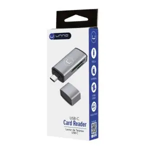 Unno Tekno CR1005GY USB-C Card Reader | USB-C 3.0 Connector, Up to 2TB, Plug & Play