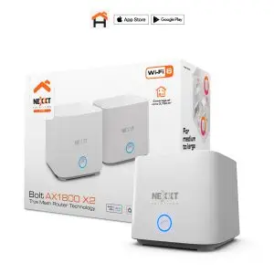 Nexxt Bolt AX1800 Mesh Wifi 6 Router | 2 Pack, Ideal for up to 250 wireless devices