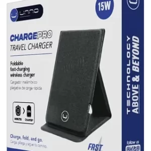 Unno Tekno PW5115BK Charge Pro Wireless Travel Charger | 5W Wireless Charging, Portable