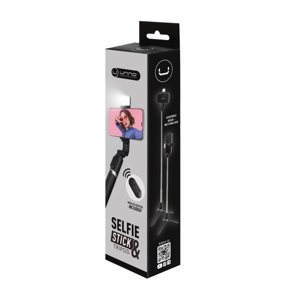 Unno Tekno PH1804BK Selfie Stick & Tripod Stand | Selfie Stick, Tripod, Wireless shutter, 360 degree, LED Light - Image 2