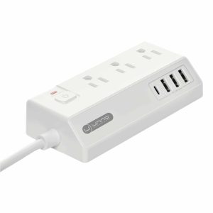 Unno Tekno PW5083WT 7 in 1 Power Strip Max | 3 Nema 5-15R Outlets, 3 USB A, 1 USB C, Built in surge, short circuit and overload protection, 5ft, Reset switch, Up to 7 devices