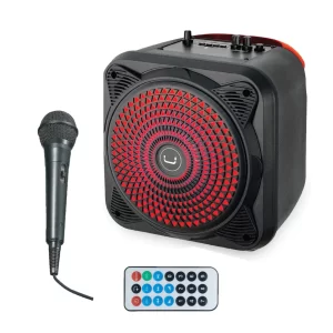 Unno Tekno SP9356BK Beatbox 8" Karaoke Machine | TWS, Wireless Music, Party Lights, Rechargeable Battery