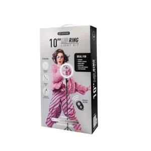 Unno Tekno PH1802BK 10" LED Ring Light Kit | Super bright LED Light, Extendable Stand, Flexible neck cell phone holder, 3 Light Modes, 10 Brightness Levels