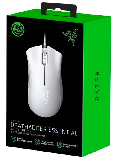 Razer Deathadder Essential Wired Gaming Mouse | Ergonomic, True 6400 DPI Optical Sensor, 5 Programmable buttons, White - Image 4