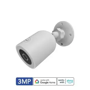 Unno Tekno CM1413WT CAM 3+ Smart Outdoor Wifi Camera | 3MP, Motion & Sound detection, Works with Google Home & Alexa
