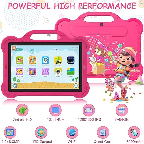 Cupeisi AT11K 10" Kids Tablet (New) – Pink & Blue | 4GB + 64GB | Android 13 - Image 5