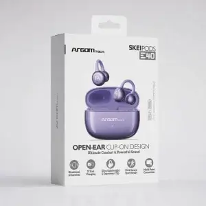 ArgomTech SkeiPods E40 Wireless Earbuds Clip Open-Ear AI ENC IPX4-Purple