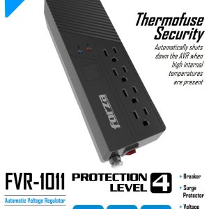 Forza FVR-1011 Automatic Voltage Regulator| 4 Protection Levels: Breaker, Surge Protector, Voltage Protector, Voltage Regulator